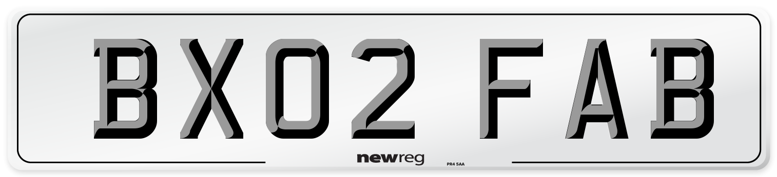 BX02 FAB Number Plate from New Reg